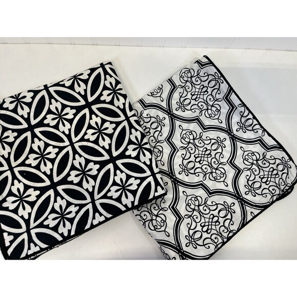 2 Noble Excellence Euro Sham Black & White Geometric. Reversible  26”x26” Square - Picture 1 of 10
